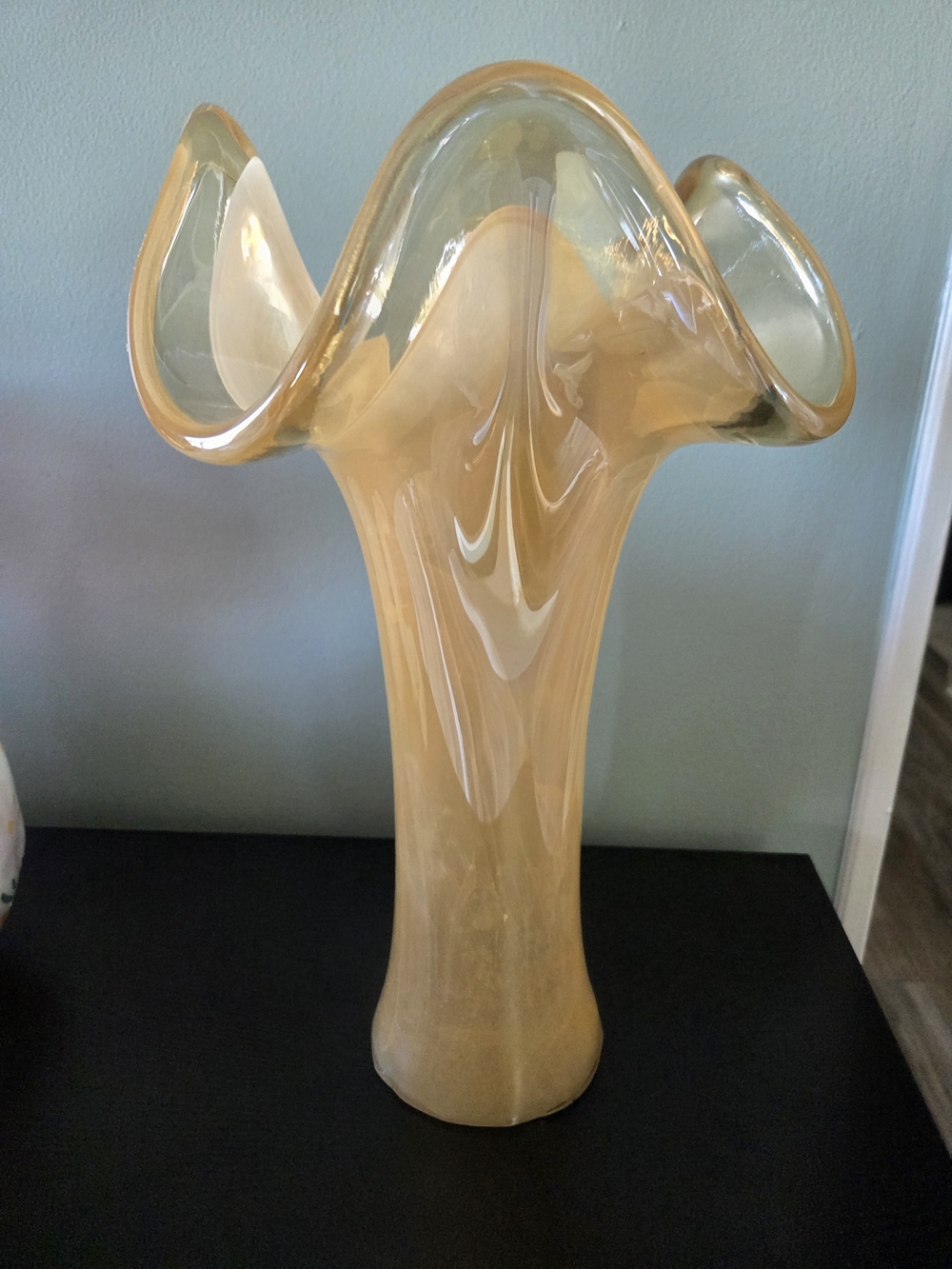 Art Glass Ruffled Vase - Amber Yellow Home Accent